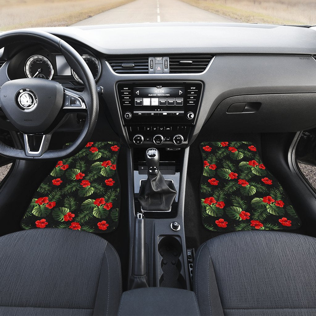 Red Hibiscus Tropical Car Floor Mats