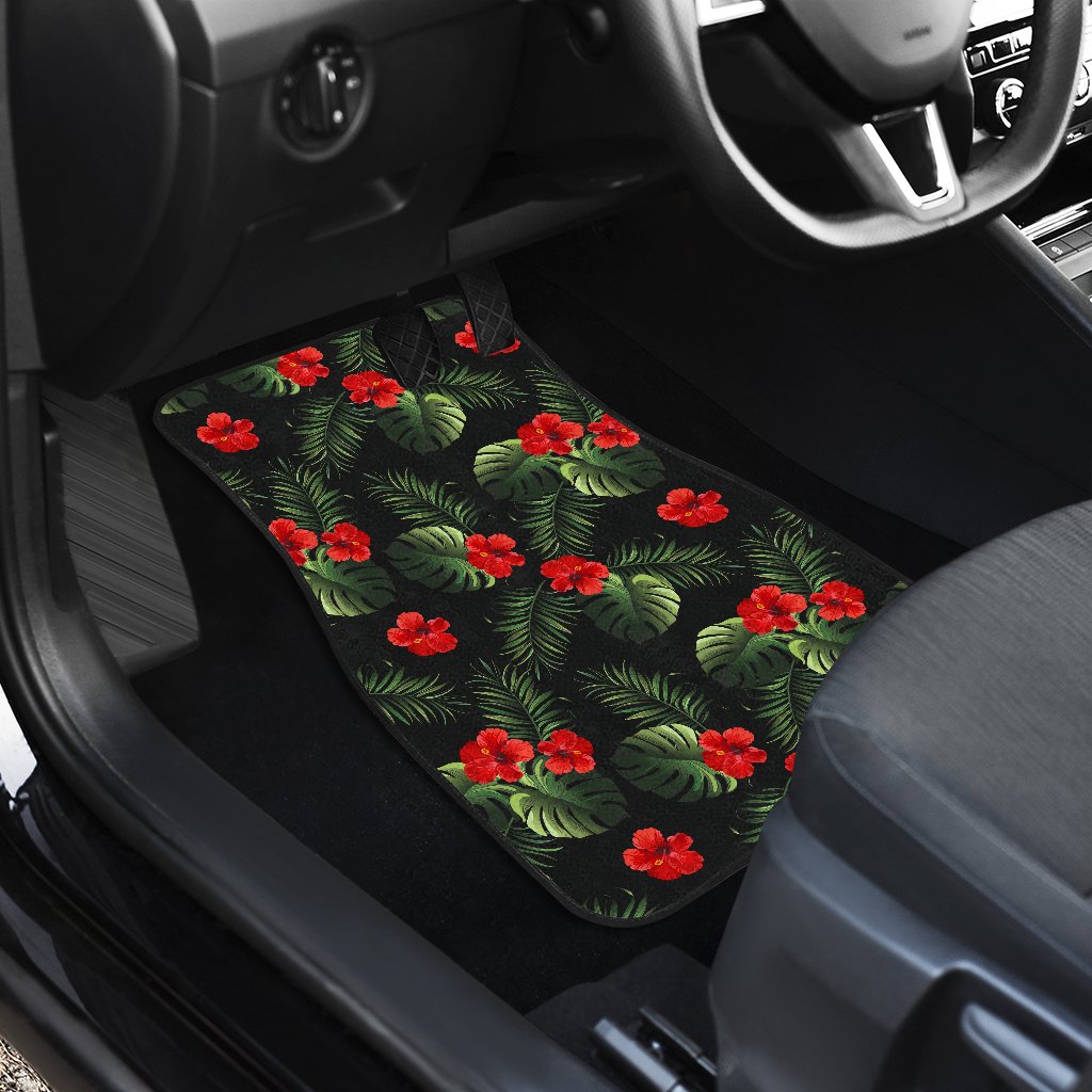 Red Hibiscus Tropical Car Floor Mats