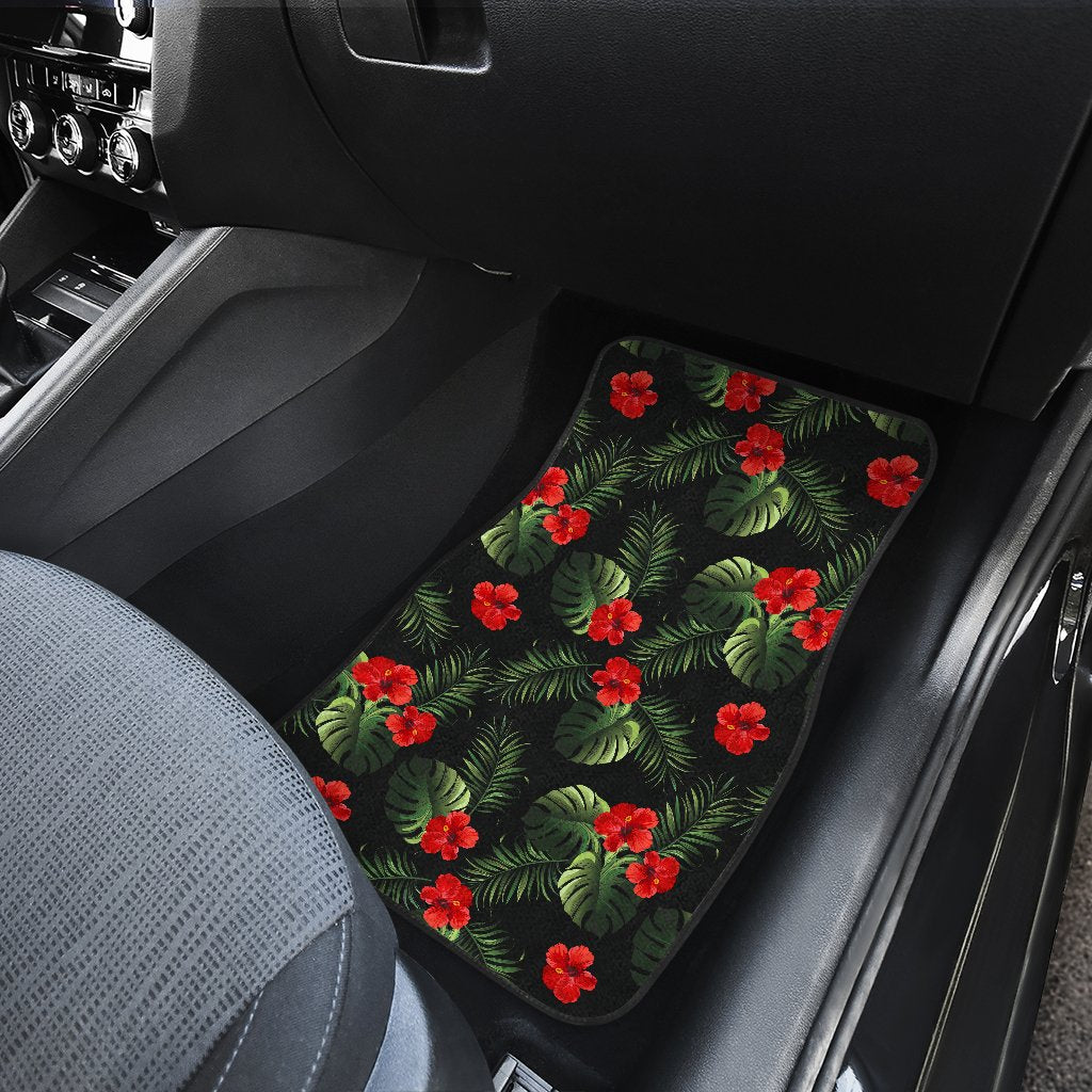 Red Hibiscus Tropical Car Floor Mats