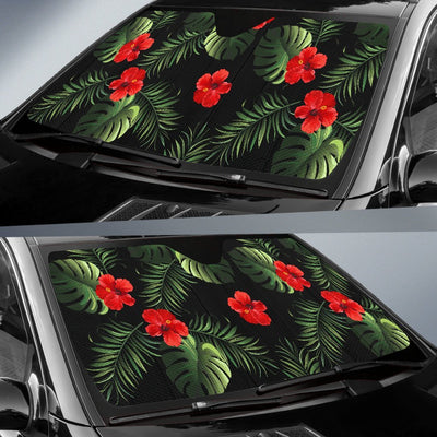 Red Hibiscus Tropical Car Sun Shade-JorJune