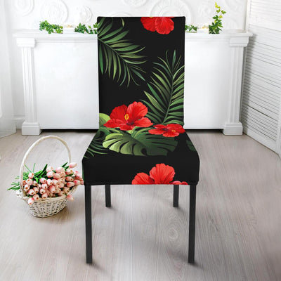 Red Hibiscus Tropical Dining Chair Slipcover-JORJUNE.COM