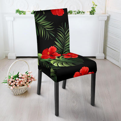 Red Hibiscus Tropical Dining Chair Slipcover-JORJUNE.COM