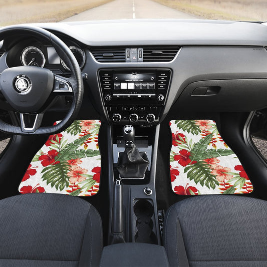 Red Hibiscus Tropical Flowers Car Floor Mats