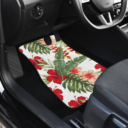 Red Hibiscus Tropical Flowers Car Floor Mats