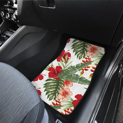 Red Hibiscus Tropical Flowers Car Floor Mats