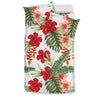 Red Hibiscus Tropical Flowers Duvet Cover Bedding Set