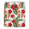 Red Hibiscus Tropical Flowers Duvet Cover Bedding Set