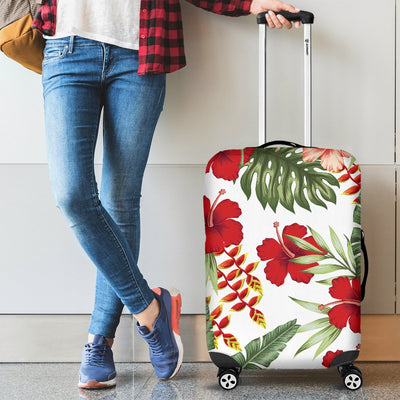 Red Hibiscus Tropical Flowers Luggage Cover Protector