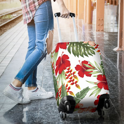 Red Hibiscus Tropical Flowers Luggage Cover Protector