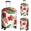 Red Hibiscus Tropical Flowers Luggage Cover Protector