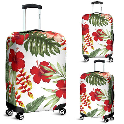 Red Hibiscus Tropical Flowers Luggage Cover Protector