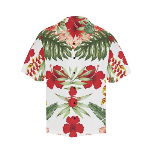 Red Hibiscus Tropical Flowers Men Hawaiian Shirt