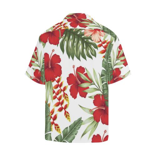 Red Hibiscus Tropical Flowers Men Hawaiian Shirt