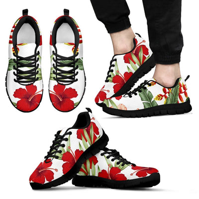 Red Hibiscus Tropical Flowers Men Sneakers