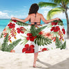 Red Hibiscus Tropical Flowers Beach Sarong Pareo Wrap