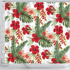 Red Hibiscus Tropical Flowers Shower Curtain