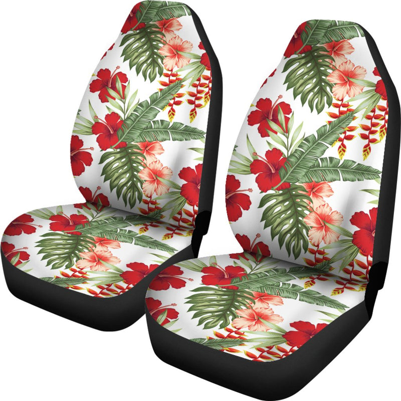 Red Hibiscus Tropical Flowers Universal Fit Car Seat Covers