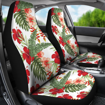 Red Hibiscus Tropical Flowers Universal Fit Car Seat Covers