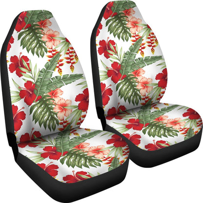 Red Hibiscus Tropical Flowers Universal Fit Car Seat Covers