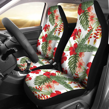 Red Hibiscus Tropical Flowers Universal Fit Car Seat Covers