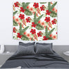 Red Hibiscus Tropical Flowers Wall Tapestry