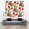 Red Hibiscus Tropical Flowers Wall Tapestry