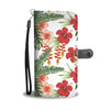 Red Hibiscus Tropical Flowers Wallet Phone Case