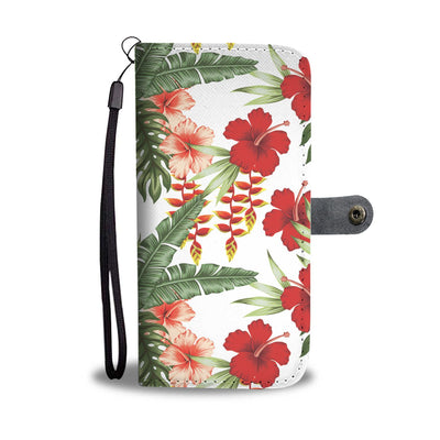 Red Hibiscus Tropical Flowers Wallet Phone Case