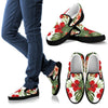 Red Hibiscus Tropical Flowers Women Canvas Slip On Shoes