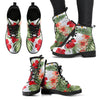 Red Hibiscus Tropical Flowers Women & Men Leather Boots