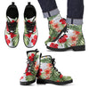 Red Hibiscus Tropical Flowers Women & Men Leather Boots