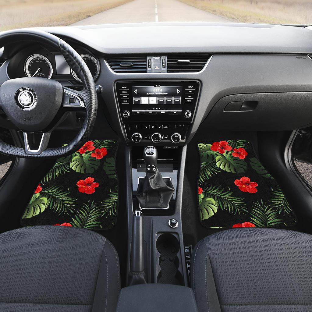 Red Hibiscus Tropical Front and Back Car Floor Mats
