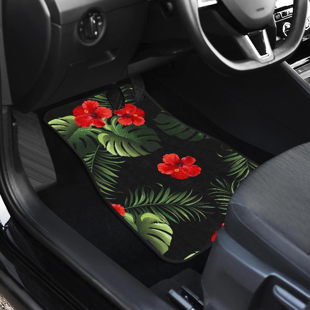 Red Hibiscus Tropical Front and Back Car Floor Mats