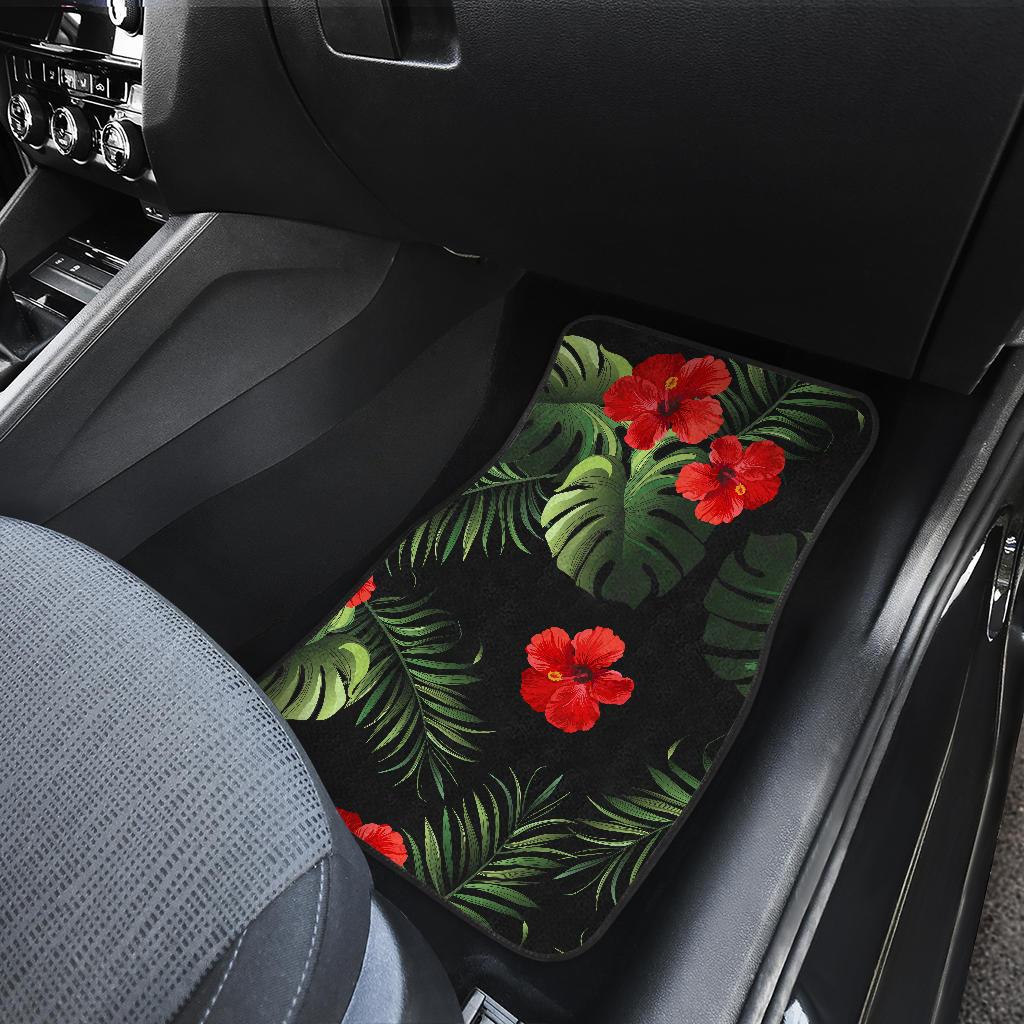 Red Hibiscus Tropical Front and Back Car Floor Mats