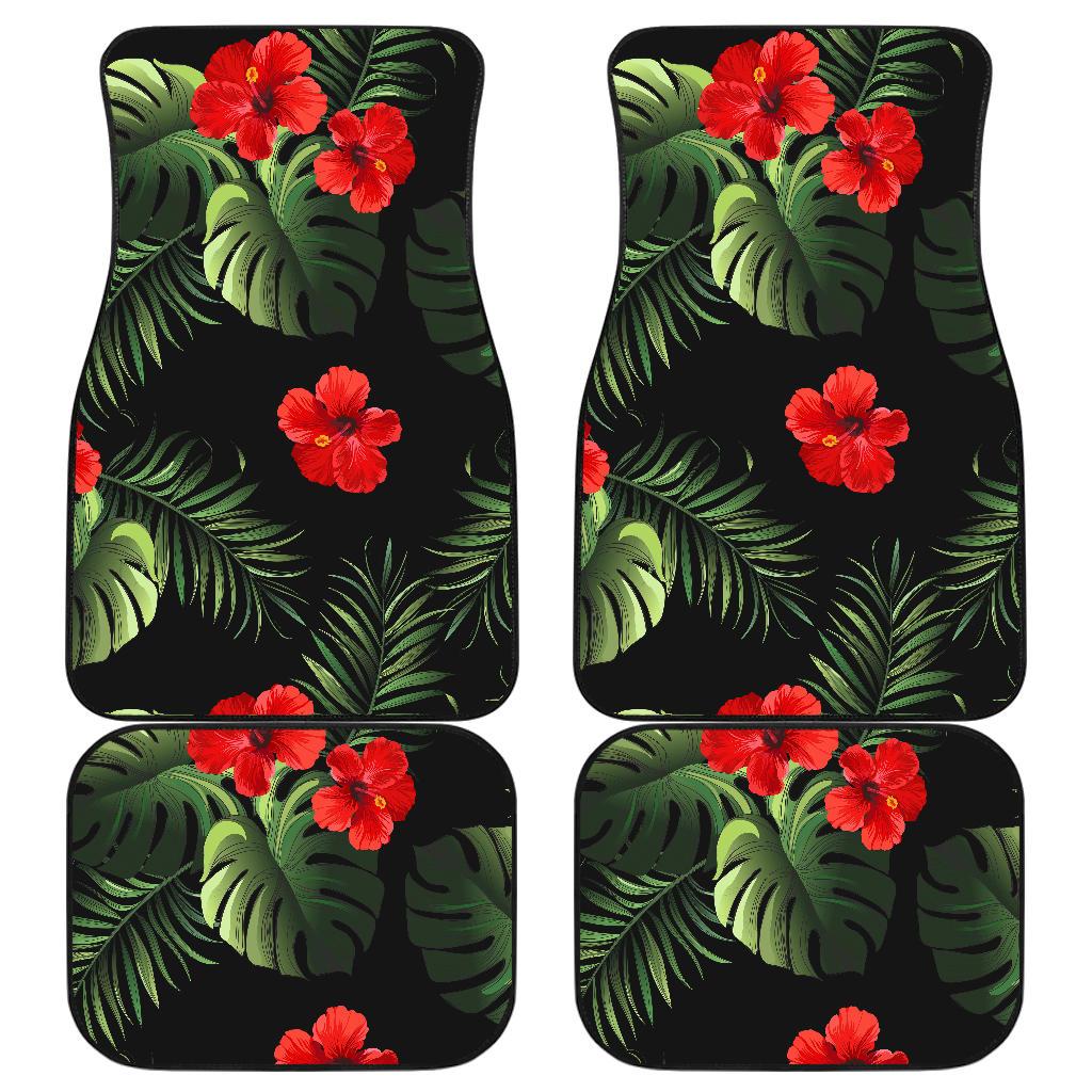 Red Hibiscus Tropical Front and Back Car Floor Mats