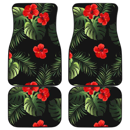 Red Hibiscus Tropical Front and Back Car Floor Mats