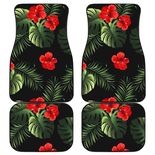 Red Hibiscus Tropical Front and Back Car Floor Mats