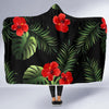 Red Hibiscus Tropical Hooded Blanket-JORJUNE.COM