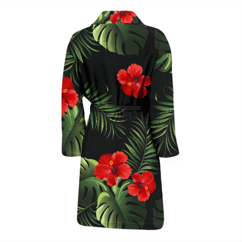 Red Hibiscus Tropical Men Bath Robe