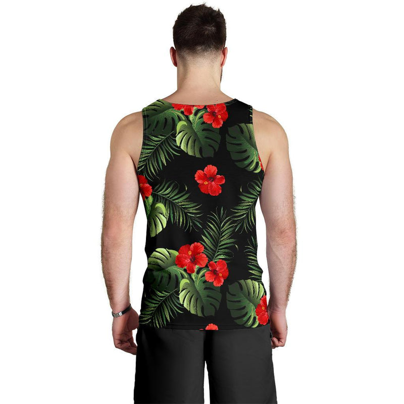 Red Hibiscus Tropical Men Tank Top