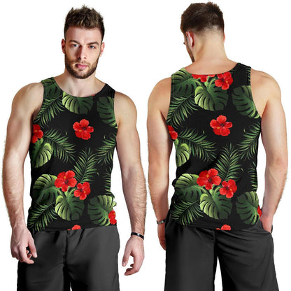 Red Hibiscus Tropical Men Tank Top