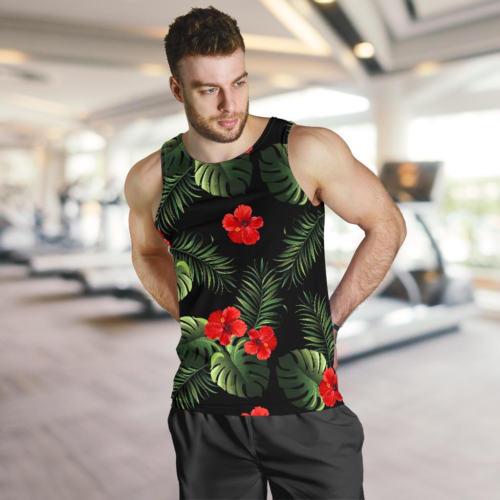 Red Hibiscus Tropical Men Tank Top