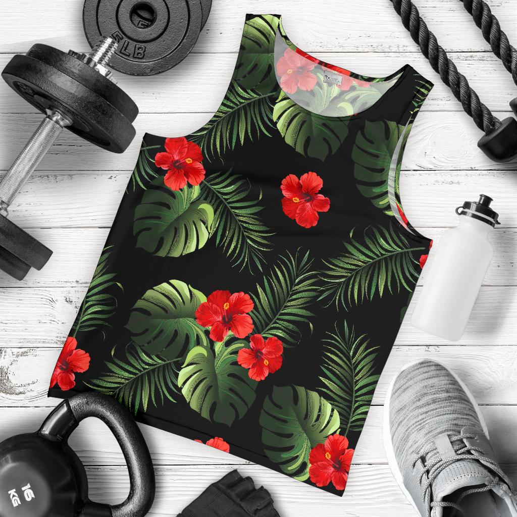 Red Hibiscus Tropical Men Tank Top