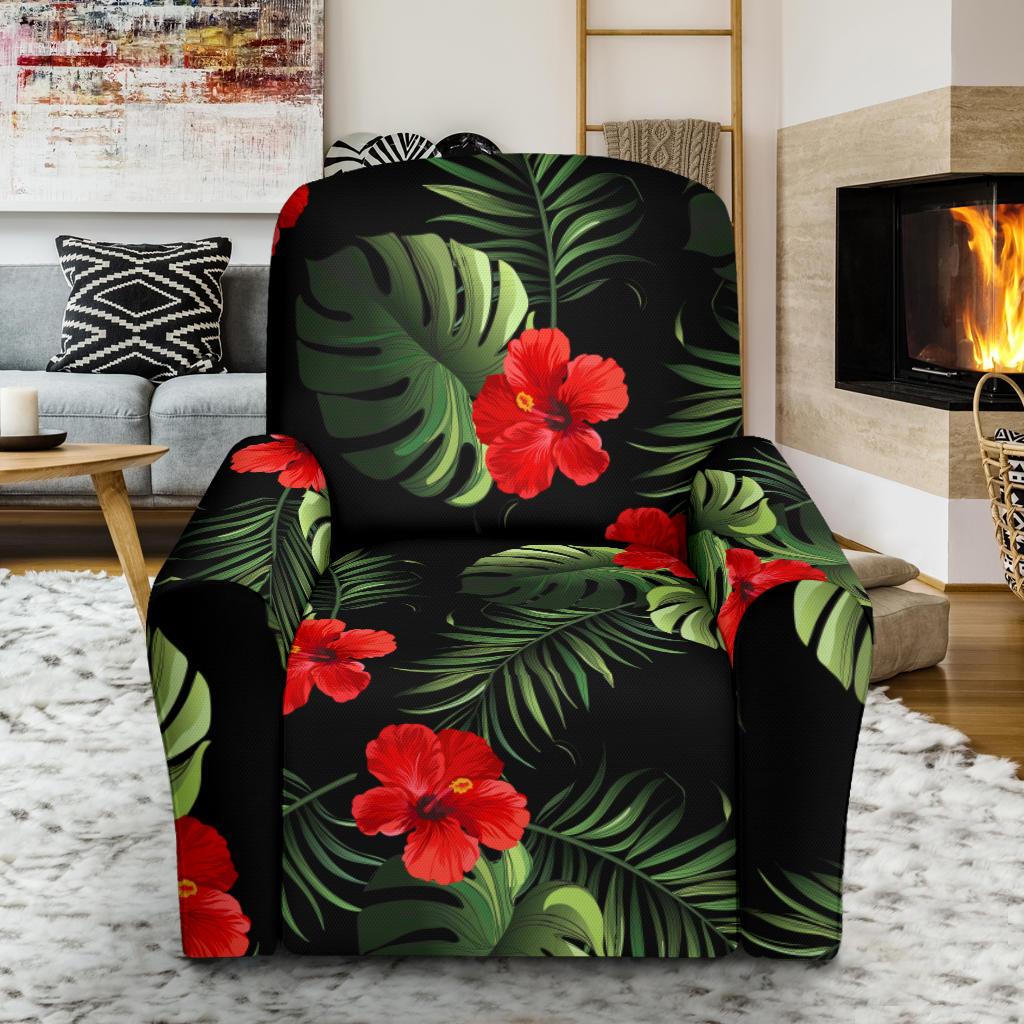 Red Hibiscus Tropical Recliner Slipcover-JORJUNE.COM