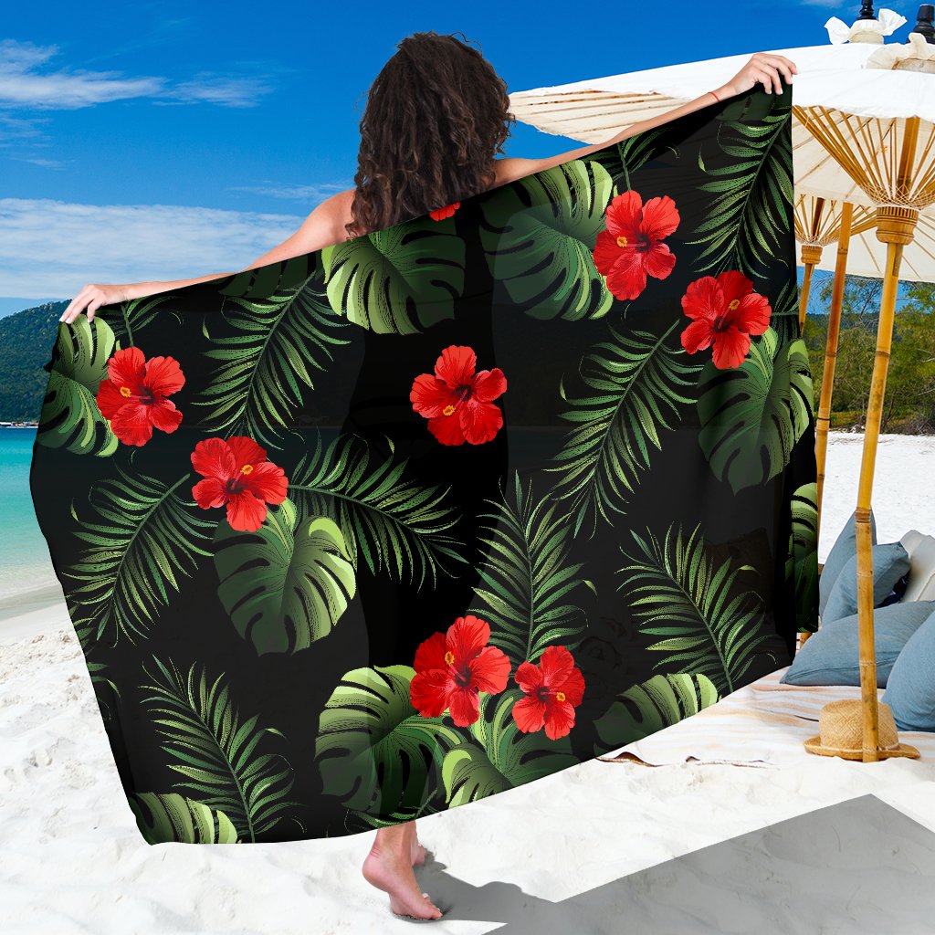 Red Hibiscus Tropical Sarong Pareo Wrap