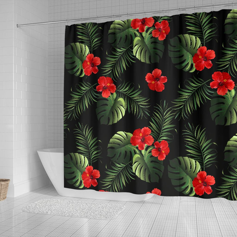 Red Hibiscus Tropical Shower Curtain