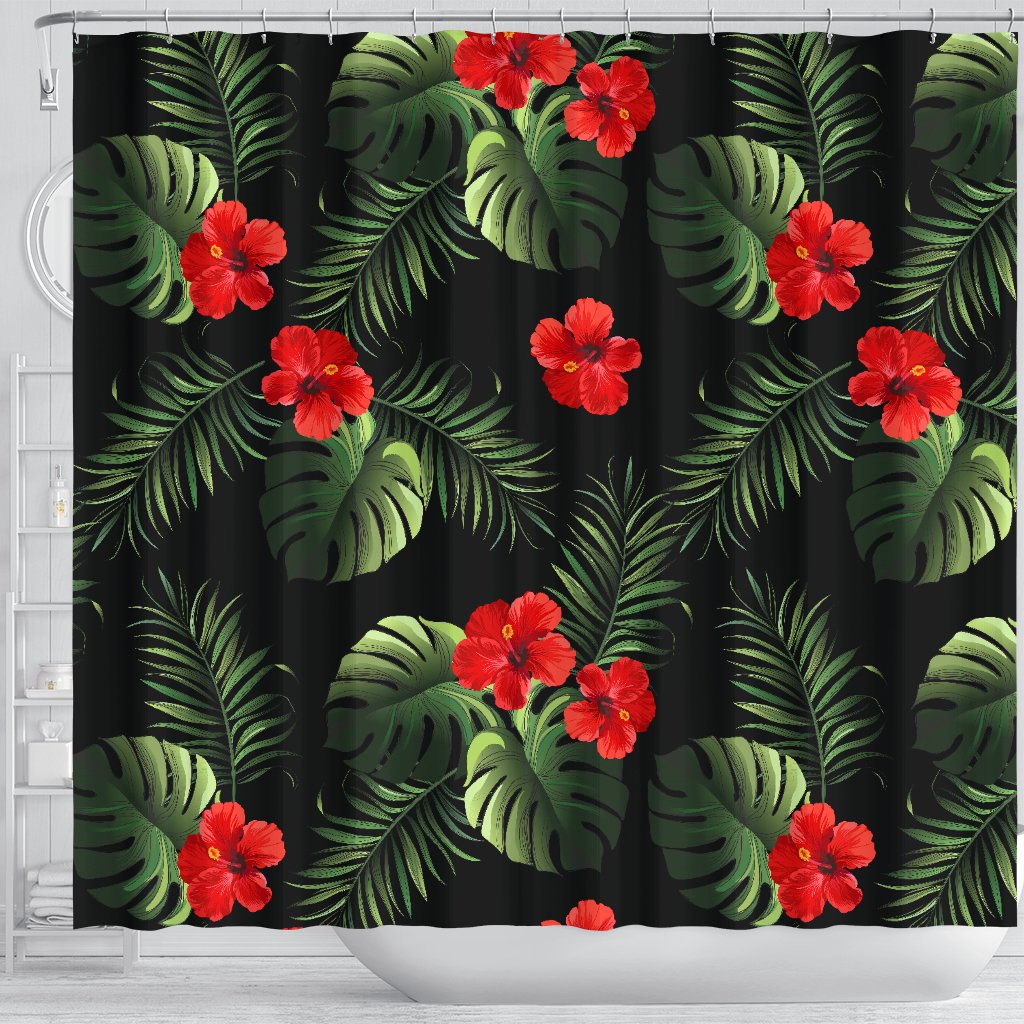 Red Hibiscus Tropical Shower Curtain