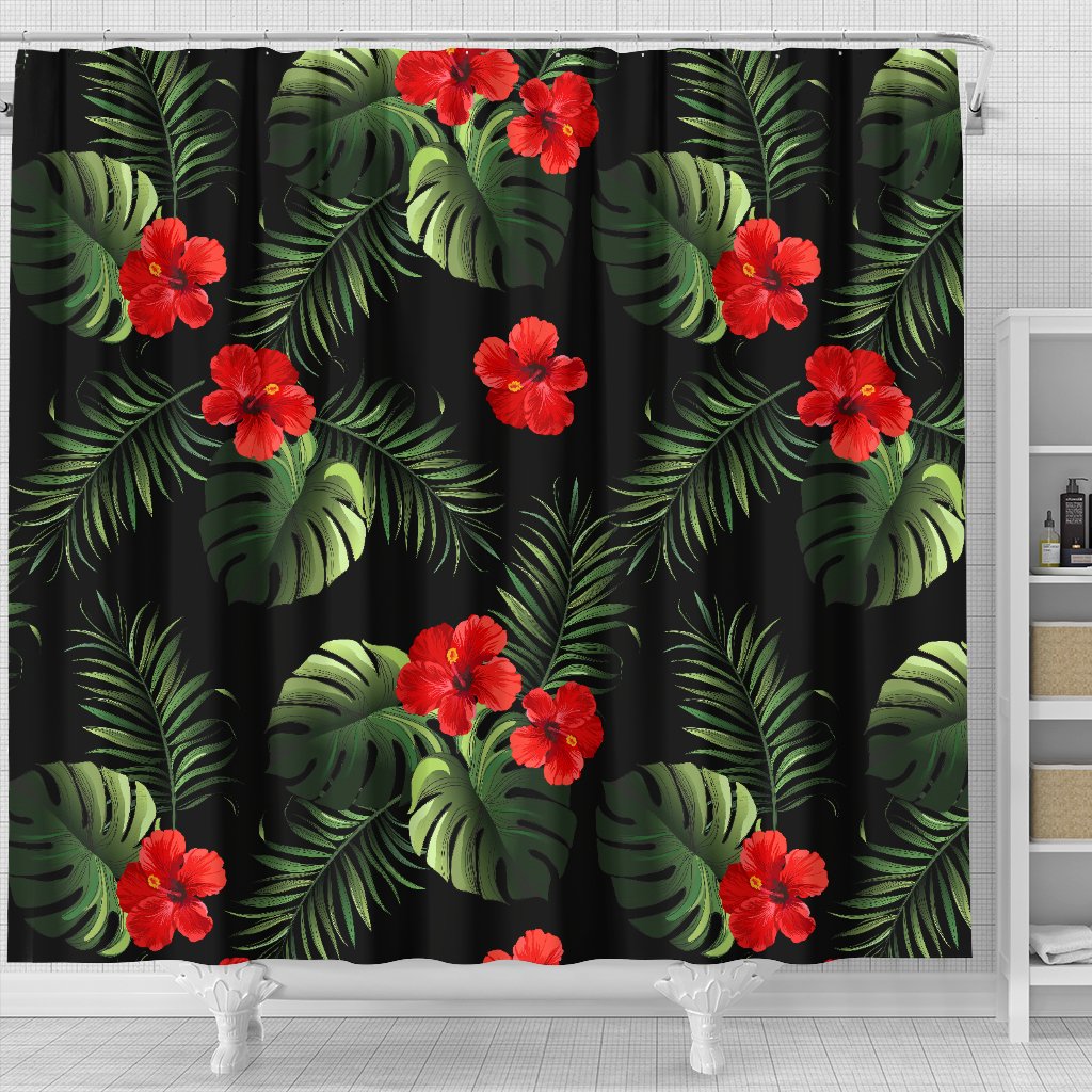 Red Hibiscus Tropical Shower Curtain