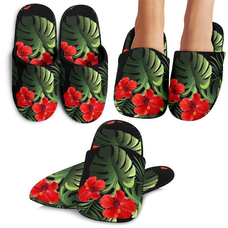 Red Hibiscus Tropical Slippers