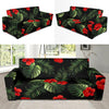 Red Hibiscus Tropical Sofa Slipcover-JORJUNE.COM